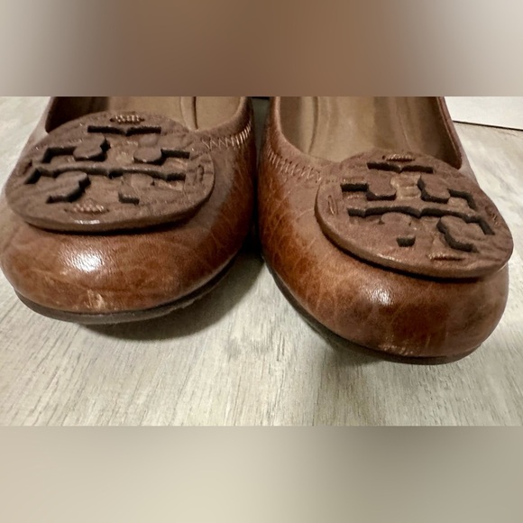 Tory Burch Leather Wedge Pumps Brown size 10 1/2 - Picture 5 of 12